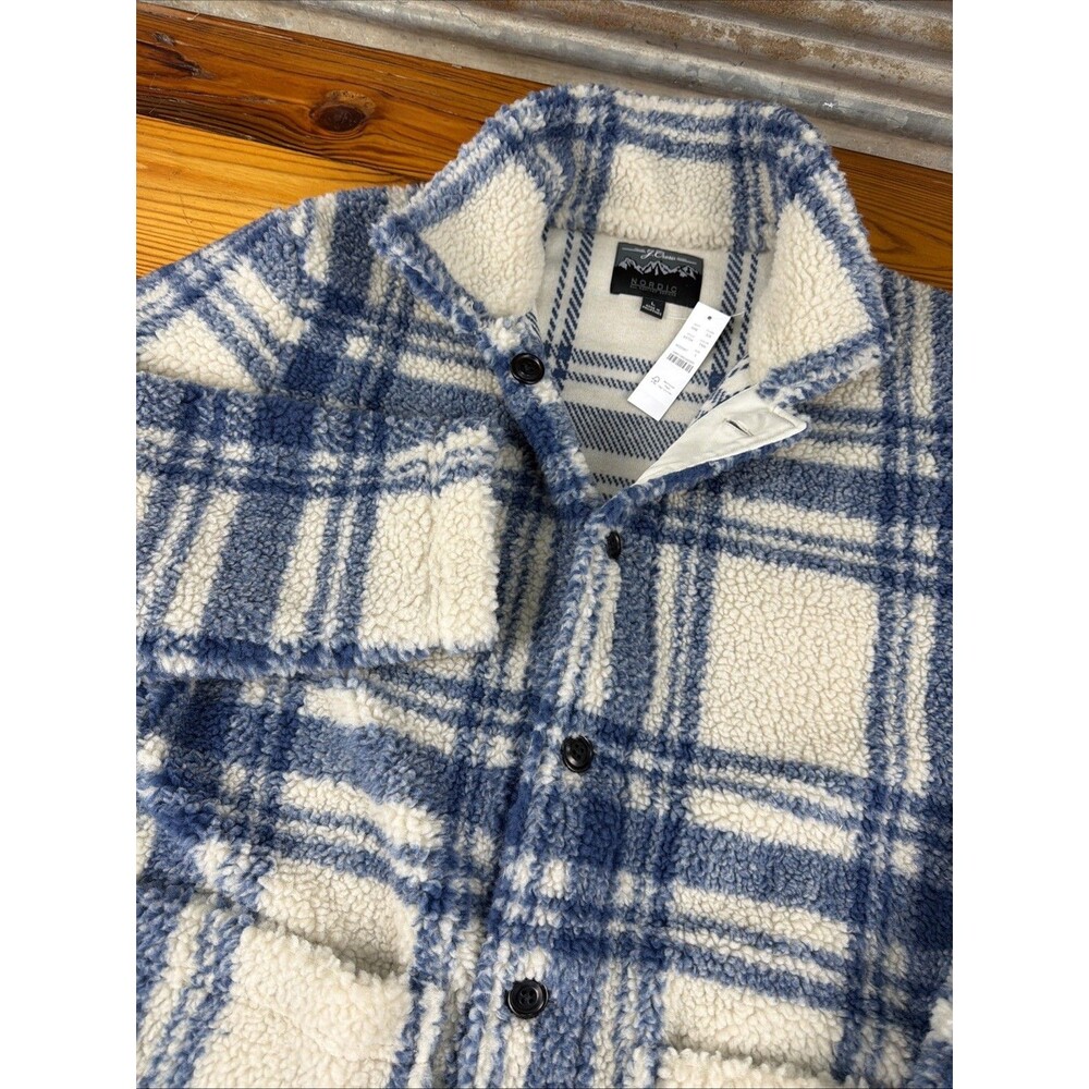 J Crew Nordic All Weather Designs Fuzzy Sherpa Fleece Jacket Women L Window Pane